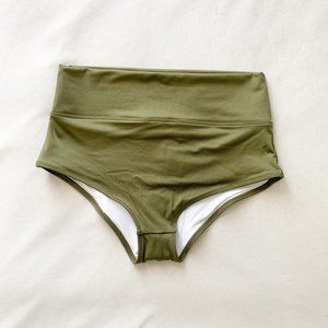 PINK Victoria's Secret High-Waist Bikini Bottom in Olive Green